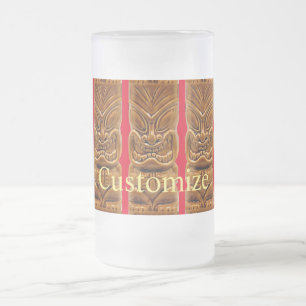Caneca De Cerveja Vidro Jateado Thunder_Cove da Escultura Tiki Dourada