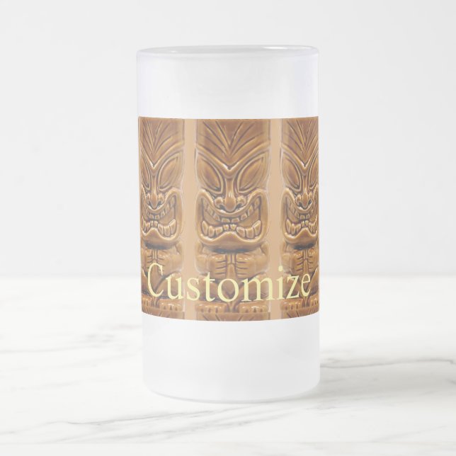 Caneca De Cerveja Vidro Jateado Thunder_Cove da Escultura Tiki Dourada (Centro)