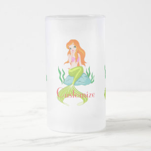 Caneca De Cerveja Vidro Jateado Thunder_Cove da Sereia Vermelha Cuja Chave É Corta