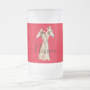 Caneca De Cerveja Vidro Jateado Thunder_Cove do Casal Girafa em forma de moeda