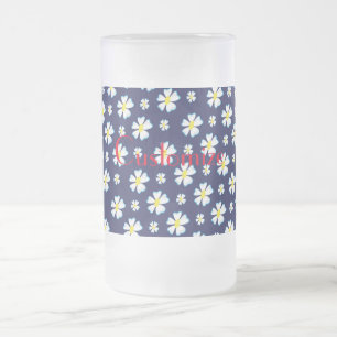 Caneca De Cerveja Vidro Jateado Thunder_Cove do Padrão de Flor Branco