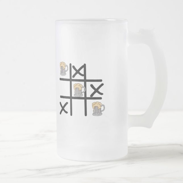 Caneca De Cerveja Vidro Jateado Tic Tac Tac Toe Fosco (Direita)