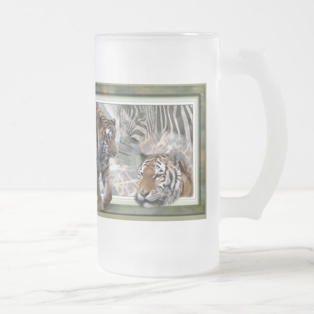Caneca De Cerveja Vidro Jateado Tiger, Zebra, Girafa, Presentes De Amantes (Direita)