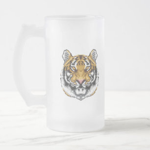 Caneca De Cerveja Vidro Jateado Tigre de 8 Bits