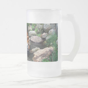 Caneca De Cerveja Vidro Jateado Tigre de Bebendo de queda