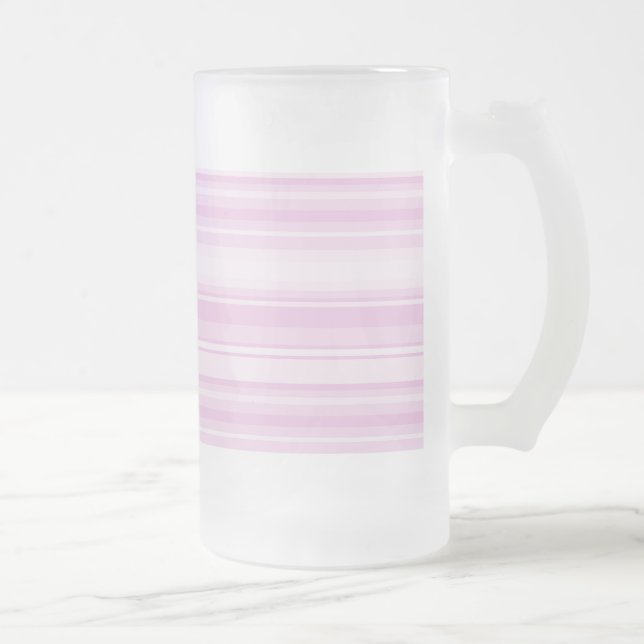 Caneca De Cerveja Vidro Jateado Tiras rosa-bebê (Direita)