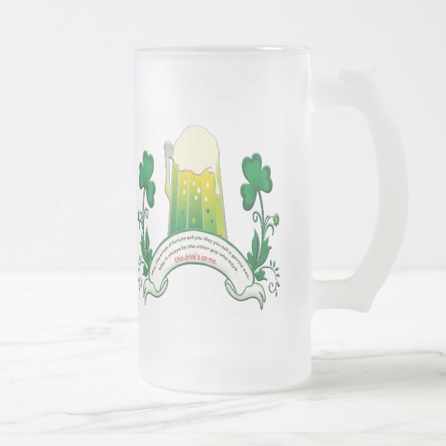 Caneca De Cerveja Vidro Jateado Toast Mug Irlandês (Direita)