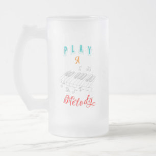 Caneca De Cerveja Vidro Jateado Tocar Um Piano Namorado Melody