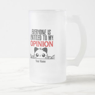 CANECA DE CERVEJA VIDRO JATEADO TODOS TÊM DIREITO À MINHA OPINIÃO.W