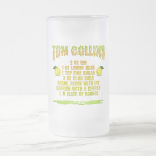 Caneca De Cerveja Vidro Jateado Tom Collins mug - escolha estilo e cor