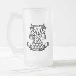Caneca De Cerveja Vidro Jateado Tome Muitas Bolas - golfe engraçado