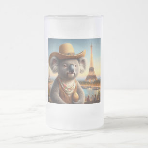 Caneca De Cerveja Vidro Jateado Torre Koala Eiffel