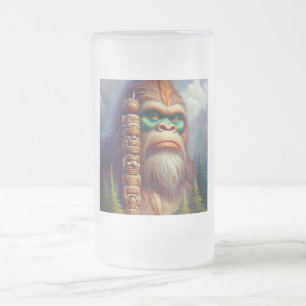Caneca De Cerveja Vidro Jateado Totalidade Nativa Americana de Pé Grande