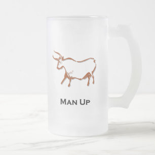 Caneca De Cerveja Vidro Jateado Touro em cima