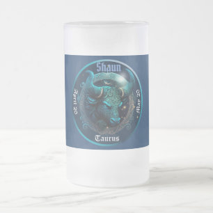 Caneca De Cerveja Vidro Jateado Touro Zodíaco Personalizável