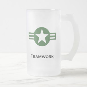 Caneca De Cerveja Vidro Jateado TRABALHO EM EQUIPE Verde EUA