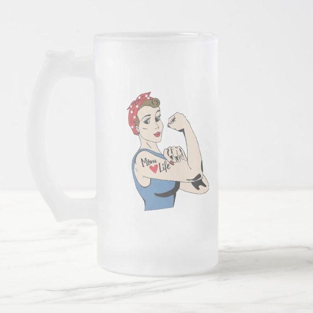 Caneca De Cerveja Vidro Jateado Traga a vida da mãe com seu texto personalizado (Esquerda)