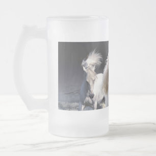 Caneca De Cerveja Vidro Jateado Travesseiro de cavalos correndo