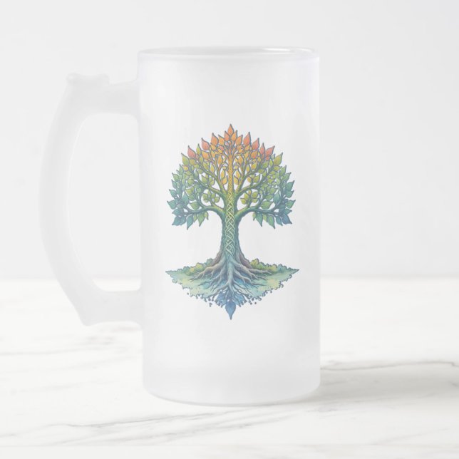 Caneca De Cerveja Vidro Jateado Tree of Life Shifting Dawn  (Esquerda)