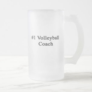 Caneca De Cerveja Vidro Jateado Treinador do voleibol do número 1