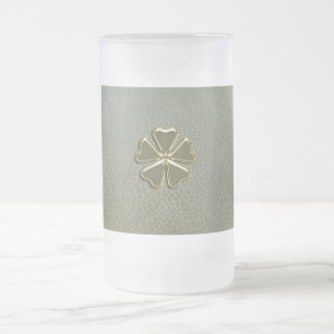 Caneca De Cerveja Vidro Jateado Trevo de São Patrício Elegante Dia de São Patrício