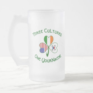 Caneca De Cerveja Vidro Jateado Trevo S. Coreia Irlanda EUA Bandeiras Personalizad