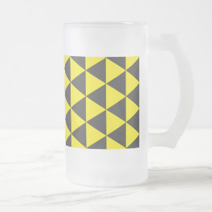 Caneca De Cerveja Vidro Jateado triângulos pretos em amarelo