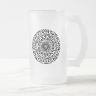 Caneca De Cerveja Vidro Jateado Tribal Mandala