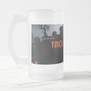 Caneca De Cerveja Vidro Jateado Trick ou trata o castelo