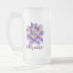 Caneca De Cerveja Vidro Jateado Tridente ucraniano feito de orelha de trigo