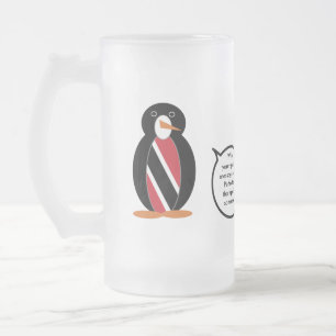 Caneca De Cerveja Vidro Jateado Trindade Tobago Falando Pinguim Sra. Personalizado