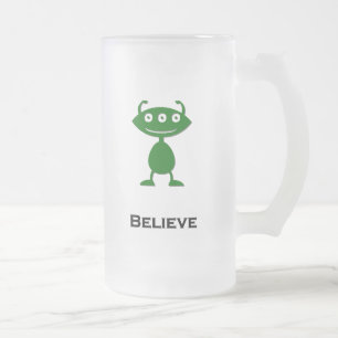 Caneca De Cerveja Vidro Jateado Triple Eye Acredite em verde