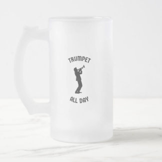 Caneca De Cerveja Vidro Jateado Trompete o dia todo