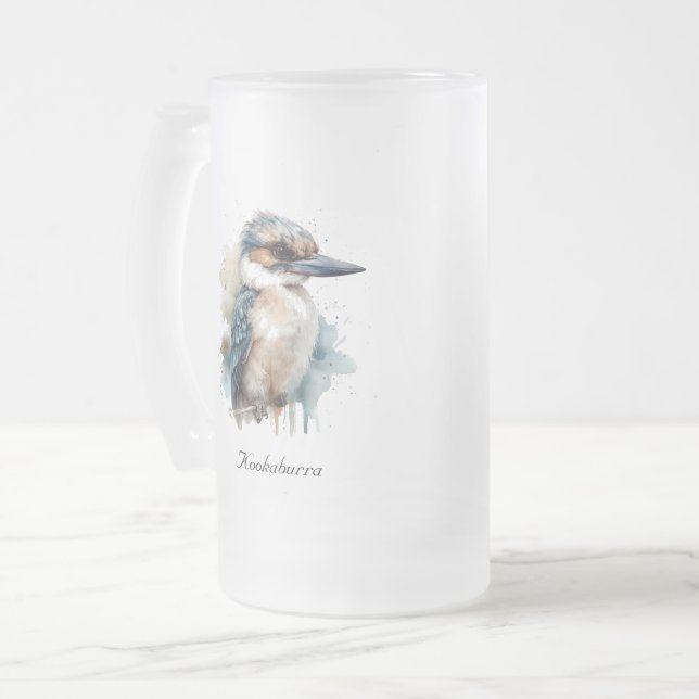 Caneca De Cerveja Vidro Jateado True Blue Kookaburra, personalizado (Frente Esquerda)