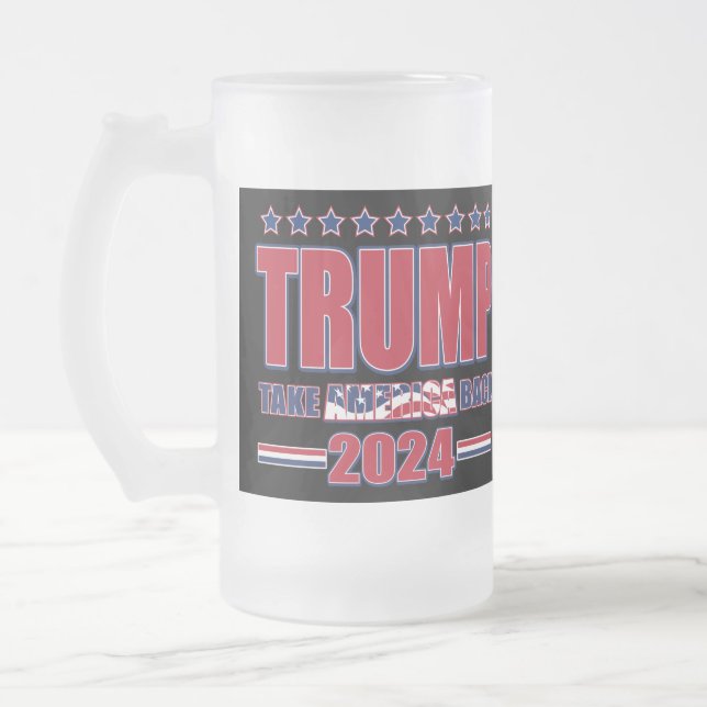 Caneca De Cerveja Vidro Jateado Trump 2024 Retire a América (Esquerda)