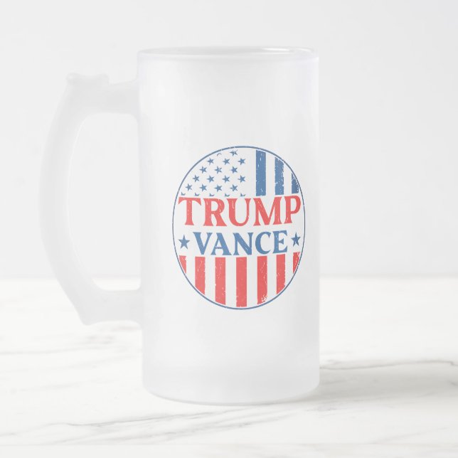 Caneca De Cerveja Vidro Jateado Trump Vance (Esquerda)