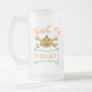 Caneca De Cerveja Vidro Jateado Truque ou tratamento de abóbora de Dia das Bruxas