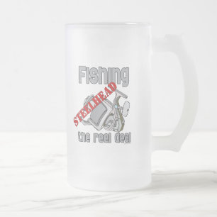 Caneca De Cerveja Vidro Jateado Truta prateada da pesca o negócio do carretel