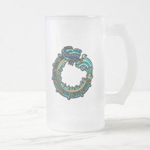 Caneca De Cerveja Vidro Jateado Turquoise Quetzalcoatl