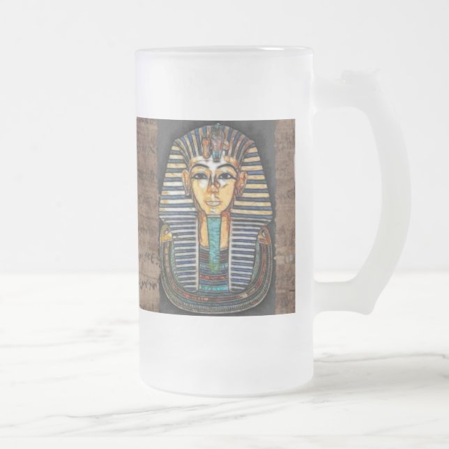 Caneca De Cerveja Vidro Jateado TUTANKHAMEN Antigo Pharaoh Mug Egípcio (Direita)