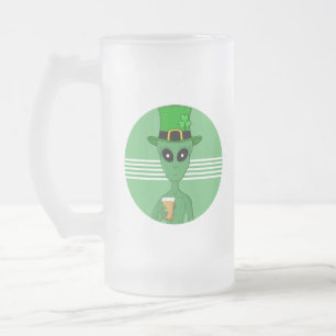 Caneca De Cerveja Vidro Jateado Um Alien do Dia de São Patrício