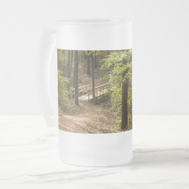 Caneca De Cerveja Vidro Jateado Um Fosco de percurso em execução (Frente Esquerda)