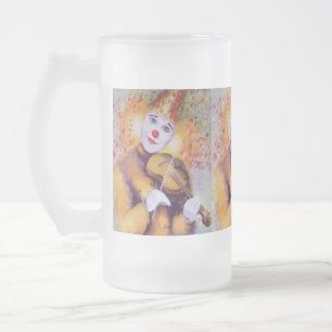 Caneca De Cerveja Vidro Jateado Um palhaço doce tocando violino