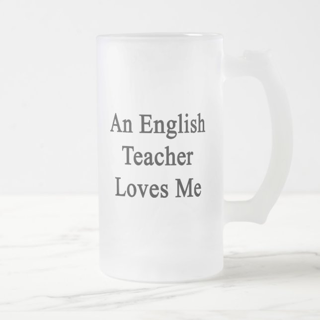Caneca De Cerveja Vidro Jateado Um professor de inglês ama-me (Direita)