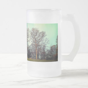 Caneca De Cerveja Vidro Jateado Uma fila de árvores