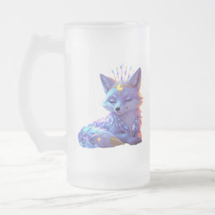 Caneca De Cerveja Vidro Jateado Uma pequena Raposa Sussurro Estelar Enluarada dorm