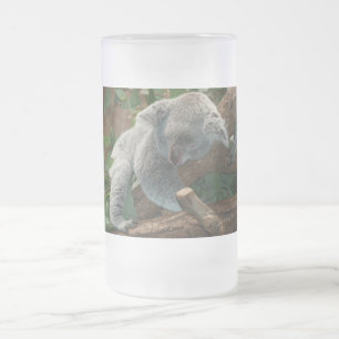 Caneca De Cerveja Vidro Jateado Urso Coala Adormecido Fofo
