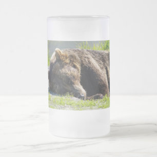 Caneca De Cerveja Vidro Jateado Urso de urso do sono Alaska