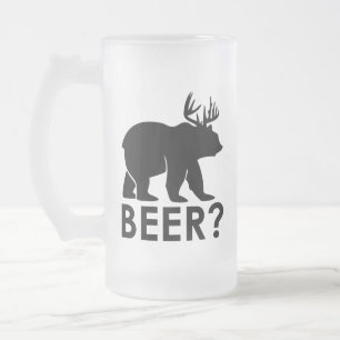 Caneca De Cerveja Vidro Jateado Urso Divertido Cerveja de Veado