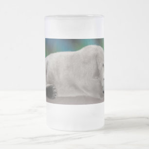 Caneca De Cerveja Vidro Jateado Urso Polar Descansando